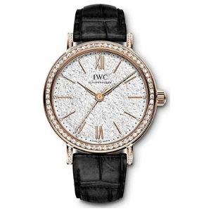 reloj IWC Portofino automatic IW357406, de oro rosa de 18 k con diamantes y correa de piel, para mujer