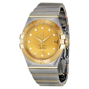 reloj omega constellation co-axial chronometer 123.20.35.20.58.001, de oro amarillo de 18 k y acero inoxidable, con diamantes, para hombre