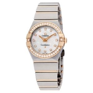 reloj Omega Constellation 12325276055001, de oro rosa de 18 k y acero inoxidable, con diamantes, para mujer