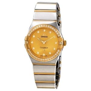 reloj Omega Constellation Manhattan 131.25.28.60.58.001, de oro amarillo de 18 k y acero inoxidable, con diamantes, para mujer