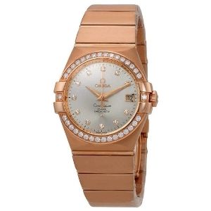 reloj Omega Constellation co-axial 123.55.35.20.52.001, de oro rosa de 18 k con diamantes, para mujer