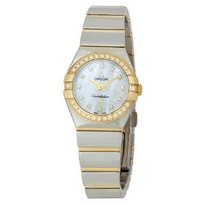 reloj Omega Constellation 123.25.24.60.55.007, de oro amarillo de 18 k y acero inoxidable, con diamantes, para mujer