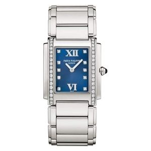 reloj patek philippe twenty-4, de oro blanco de 18 k y acero inoxidable, con diamantes, para mujer