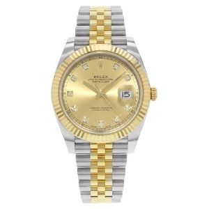 reloj rolex datejust 41 automatic 41mm 126333CDJ, oyster perpetual, de oro amarillo de 18 k y acero inoxidable, con diamantes, para hombre