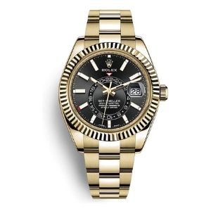 reloj rolex sky-dweller automatic 42MM 326938-0004 de oro amarillo de 18 k y dial negro, para hombre y mujer, unisex