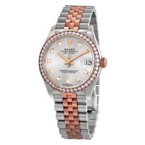 reloj rolex datejust 31 automatic 31mm 278381SDJ, de oro rosa de 18 k y acero inoxidable, con diamantes, para mujer