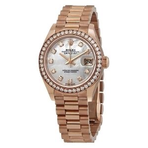 reloj rolex lady-datejust automatic 28mm 279135MDP mother of pearl diamond, de oro rosa de 18 k con diamantes, para mujer