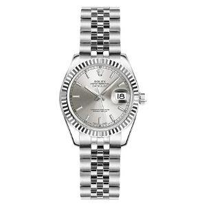 reloj rolex datejust lady 26 automatic 26mm 179174, de oro blanco de 18 k y acero inoxidable, para mujer