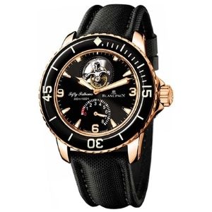 reloj Blancpain fifty fathoms chronograph tourbillon 45mm 5025.3630.52, de oro rosa de 18 k con correa de lona, para hombre
