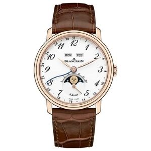 reloj Blancpain villeret complete calendar 8 days 42mm 6639A-3631-55B, de oro rosa de 18 k con correa de piel, para hombre