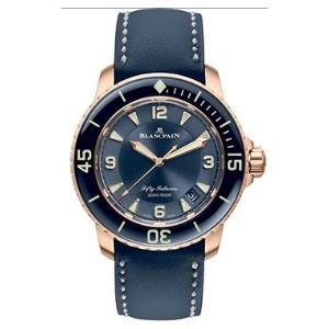 reloj Blancpain fifty fathoms automatic 45mm 5015-3603C-63B, de oro rosa de 18 k con correa de piel, para hombre