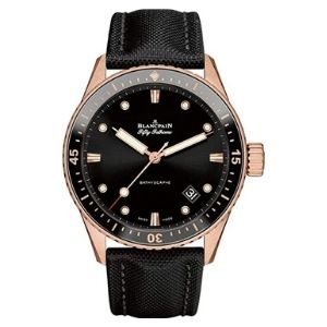 reloj Blancpain Fifty Fathoms Bathyscaphe 43mm 5000-36S30-B52A, de oro rosa de 18 k con correa de lona, para hombre