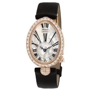 reloj breguet Reine De Naples mother of pearl dial 33mm 8928br51844dd0d, de oro rosa de 18 k con diamantes y correa de saten, para mujer
