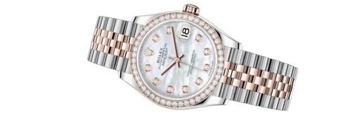relojes rolex lady datejust 278381rbr de oro rosa de 18 k y acero inoxidable, con diamantes para mujer