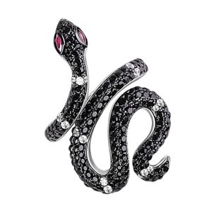anillo apilable en diseño de serpiente para mujer, de plata de ley 925 con circonitas cubicas