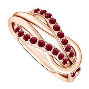 anillo apilable para mujer, de plata de ley 925 chapada en oro rosa con piedras de rubi