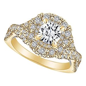 anillo de compromiso para mujer, de oro amarillo de 14k con diamantes