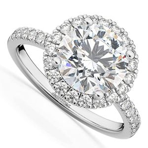 anillo de compromiso para mujer, de paladio con halo redondo de diamantes