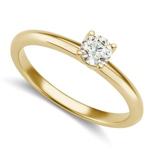 anillo solitario de compromiso para mujer, de oro amarillo de 14k con diamante creado en laboratorio