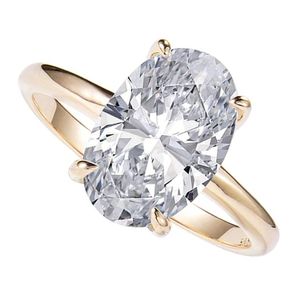 anillo solitario de compromiso para mujer, de plata esterlina 925 con circonita cubica ovalada