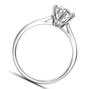 anillo solitario de compromiso para mujer, de oro puro de 14k con diamante de imitacion