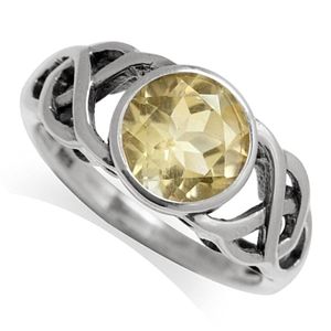 anillo solitario para mujer, de plata de ley 925 con topacio redondo autentico