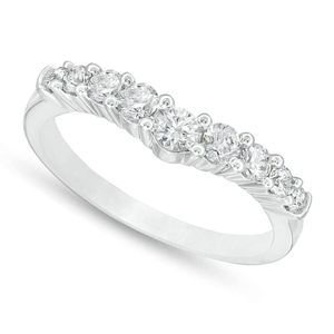 anillo de matrimonio, de oro blanco macizo de 14k con diamantes