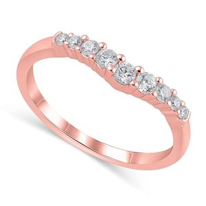 anillo de matrimonio, de oro rosa de 14k con diamantes