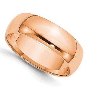 anillo de matrimonio liso clasico con domo, de oro rosa de 14k