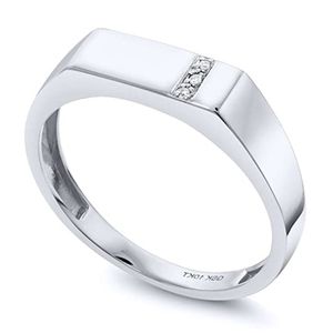 anillo para hombre de oro blanco solido de 10k con diamantes