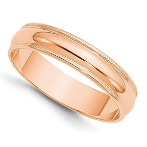 anillo de boda para hombre, de oro rosa de 14k en diseño liso clásico de cupula