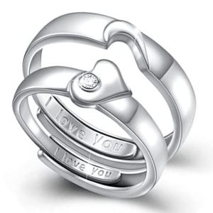 anillos de promesa ajustables para parejas, de plata de ley 925