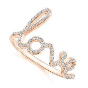 anillo de promesa love, de oro amarillo de 14 quilates con diamantes redodndos