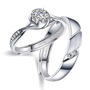 anillos de promesa para parejas, de plata de ley 925 chapada en oro blanco de 18k con circonitas cubicas