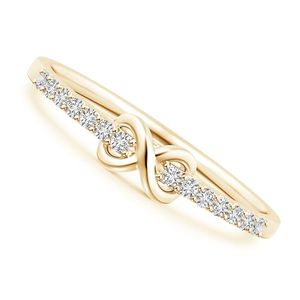 anillo de promesa infinito, para mujer, de oro amarillo macizo de 14k con diamantes de imitacion