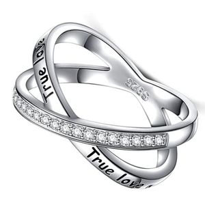 anillo de pureza infinito, de plata de ley 925 con circonitas cubicas