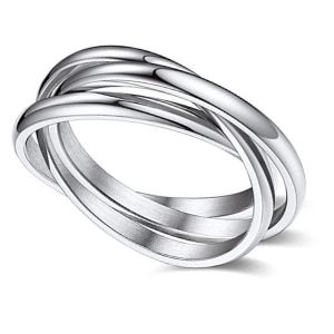 anillo trinity minimalista de tres bandas de acero inoxidable