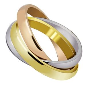 anillo trinity de acero inoxidable en tres tonos de color