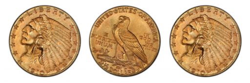 moneda cabeza de indio y águila de oro de 2 ½ dólares